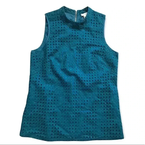 J. Crew Eyelet Shell Sleeveless Blouse Size 0 - Picture 1 of 5